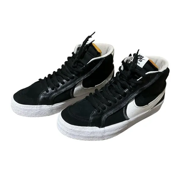 Nike SB Blazer Mid Suede &amp; Leather Black/White High-Top Mens Sneakers Size 11
