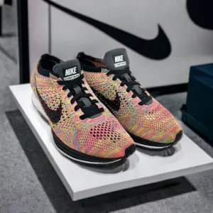 Nike Sneakers Flyknit Racer Running Shoe Vintage Women Size 5 Multicolor Unisex