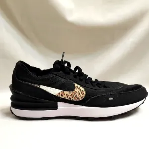 Nike Waffle One SE Black Leopard Print Sneakers (w size 8.5)