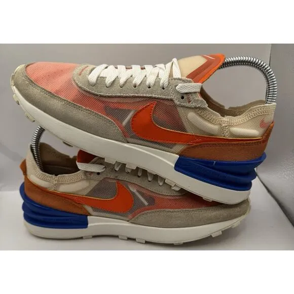 Nike Waffle One Women’s 7 Pearl White Royal Orange DC2533-200 Mesh Suede