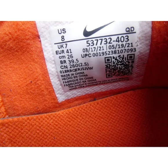 Nike Women's Free Run Running Shoe Light Photo Blue Orange 537732-403 Size 8