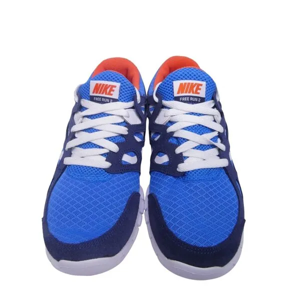 Nike Women's Free Run Running Shoe Light Photo Blue Orange 537732-403 Size 8