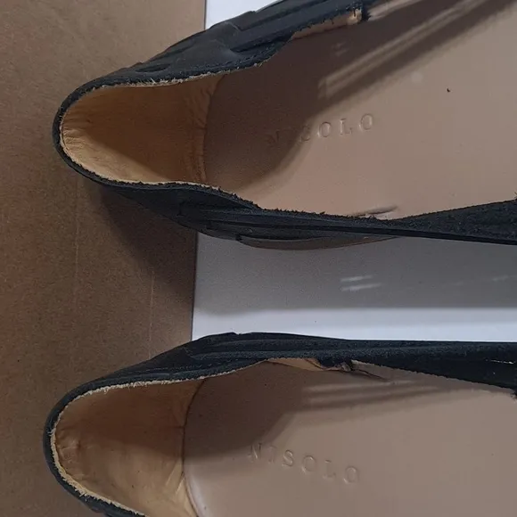 Nisolo Black Leather Huarache Loafers Size 11 Sleek Slip-On Design New In Box