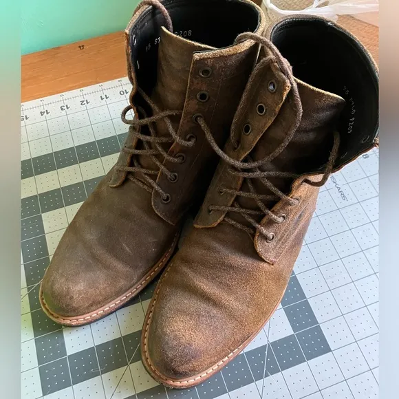 Nisolo Brown Leather Lace Up Boots All-Weather Andres