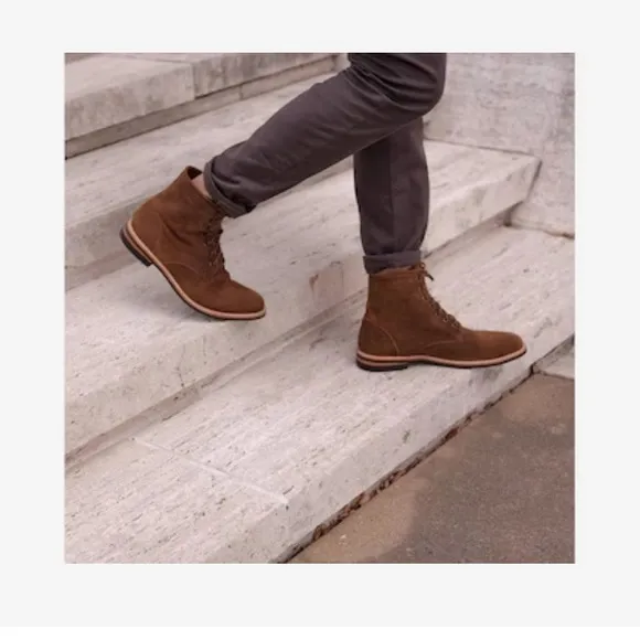 Nisolo Brown Leather Lace Up Boots All-Weather Andres