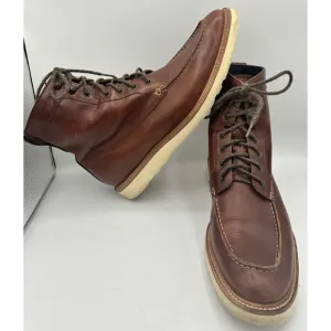 Nisolo Casual Mateo All Weather Leather Boots Wedge Moc Toe Brown Size 12.5