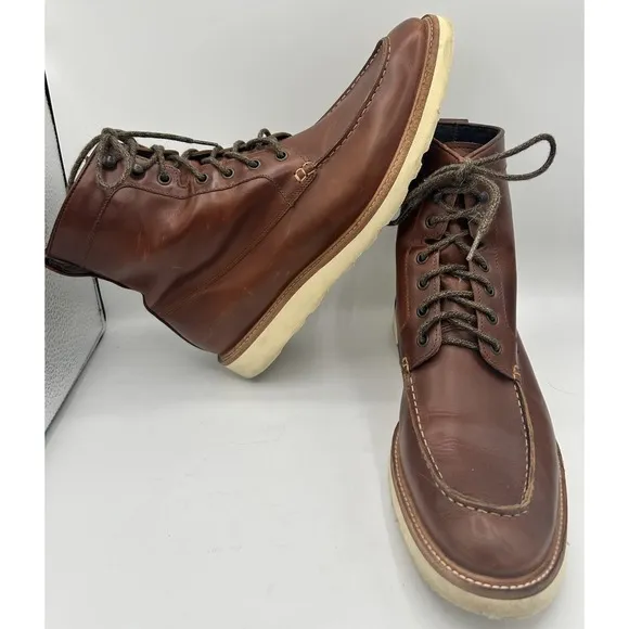 Nisolo Casual Mateo All Weather Leather Boots Wedge Moc Toe Brown Size 12.5