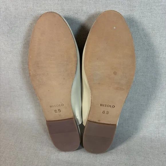 Nisolo Lima Slip On Bone Leather Mules Flats Women's 8.5 M Minimalist Casual NIB