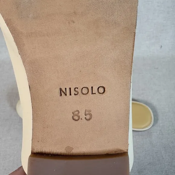 Nisolo Lima Slip On Bone Leather Mules Flats Women's 8.5 M Minimalist Casual NIB