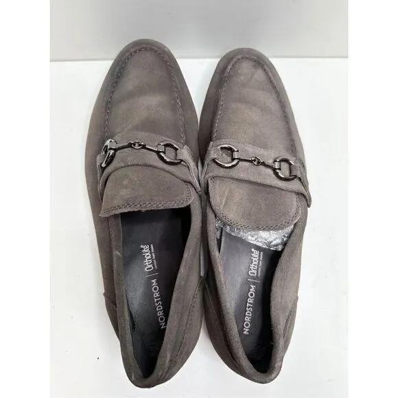 Nordstrom Shoes Mens Size 11 Gray Slip On Leather Loafers Ortholite