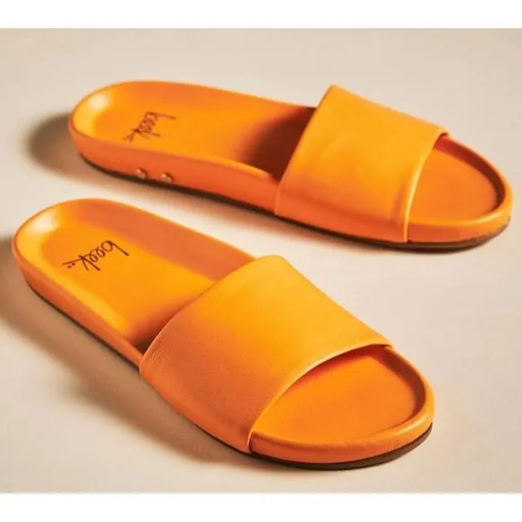NWB Beek Gallito Leather Slide Sandal Tangelo Orange Size 8