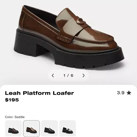 NWB Coach Women’s Leah Loafer. 8.5 B maple color