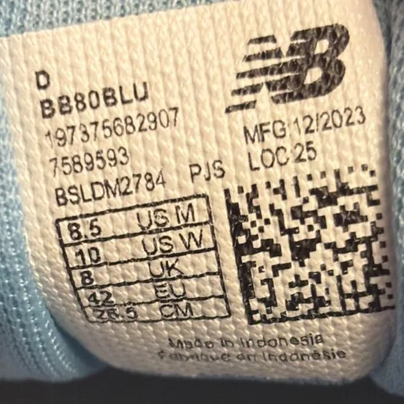 NWOB NEW BALANCE BB80 Court Legacy Sneakers 10 White Light Blue Fashion Casual