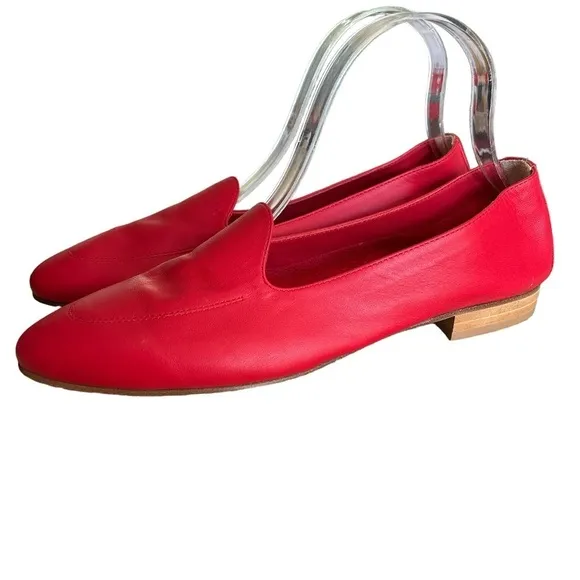 NWOB Scarpa Rossa Made in Italy Red Leather Slip On Loafers - 39.5