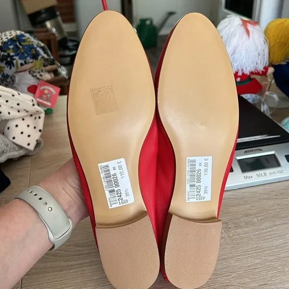 NWOB Scarpa Rossa Made in Italy Red Leather Slip On Loafers - 39.5