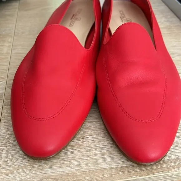 NWOB Scarpa Rossa Made in Italy Red Leather Slip On Loafers - 39.5