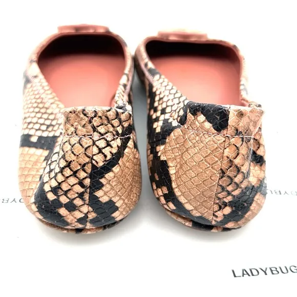 NWOB Tory Burch Minnie Travel Ballet Flat Embossed Leather Color: Blush Size:7.5