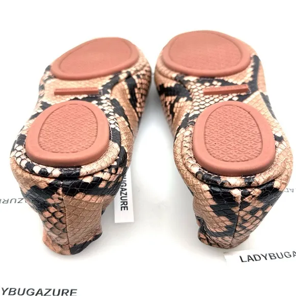 NWOB Tory Burch Minnie Travel Ballet Flat Embossed Leather Color: Blush Size:7.5