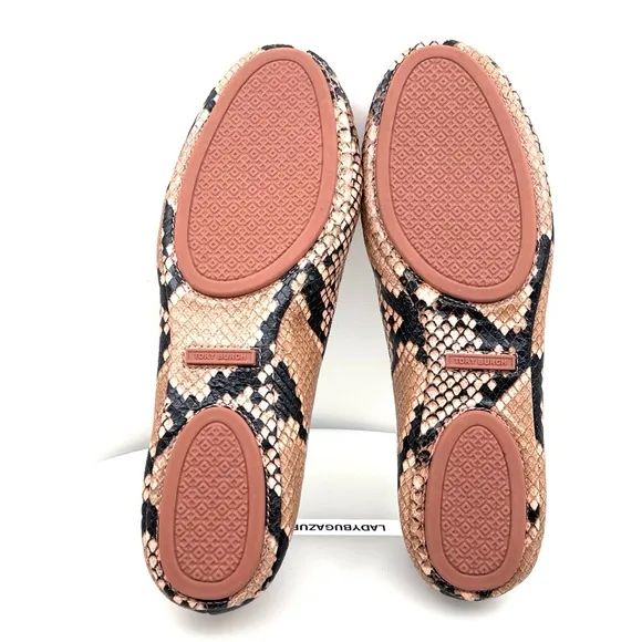 NWOB Tory Burch Minnie Travel Ballet Flat Embossed Leather Color: Blush Size:7.5