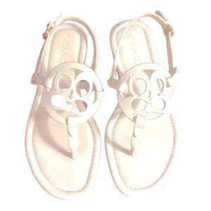 🔥NWOT Coach womens NCO like new cream/white sandals flats is size five 5.5