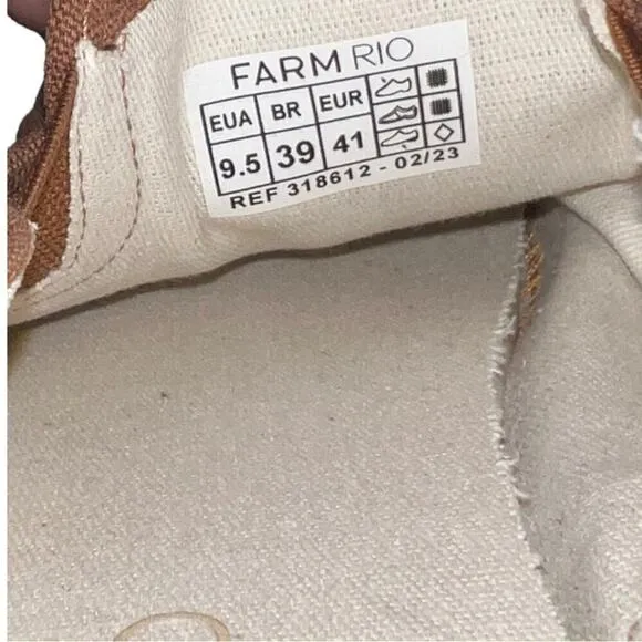 NWOT ▶️ Farm Rio ◀️ Camel  Mule Sneaker With Bow. Eu 41