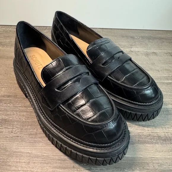 NWOT Schutz Viola Croc Embossed Loafers size 6.5 $118
