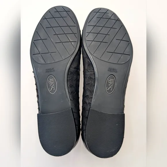 NWOT Sofft Maretto Black Leather Ballet Flats Comfy Slip-On Women Size 8.5 M