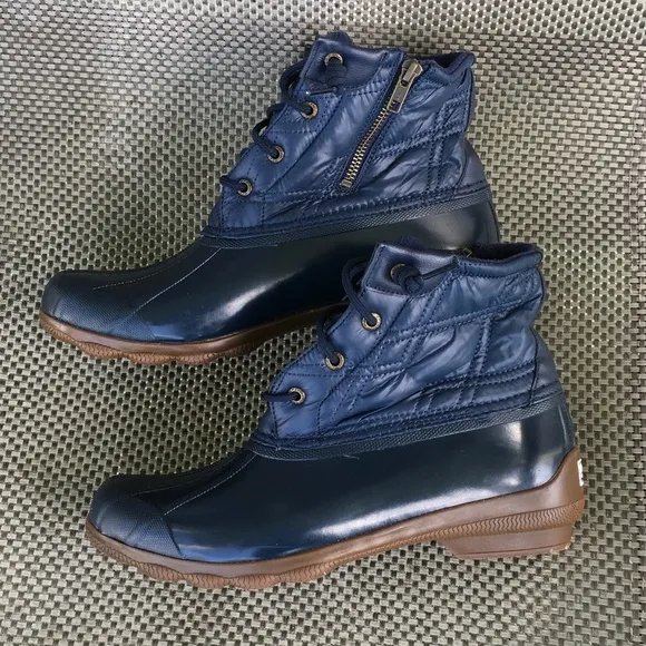 NWOT SPERRY Saltwater Quilted Top Duck Rain Boots Blue Size 9…