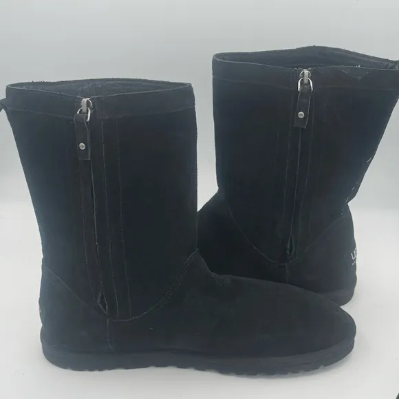 NWOT UGG Lo Pro Floral Cutout Black Suede Boots