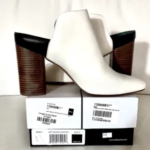 NWT 9 DOLCE VITA Renly ivory white mule slip on leather block heel 4.5” in box