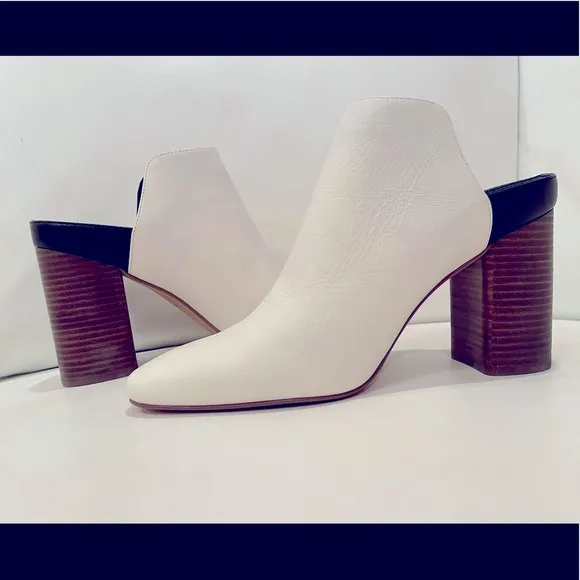 NWT 9 DOLCE VITA Renly ivory white mule slip on leather block heel 4.5” in box