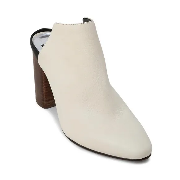 NWT 9 DOLCE VITA Renly ivory white mule slip on leather block heel 4.5” in box