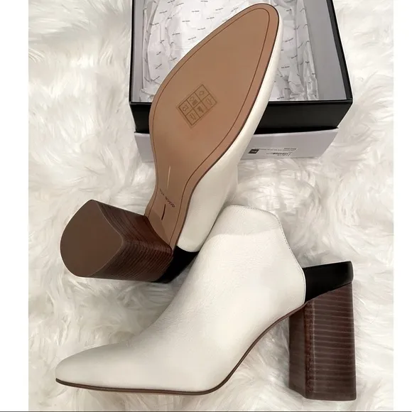 NWT 9 DOLCE VITA Renly ivory white mule slip on leather block heel 4.5” in box