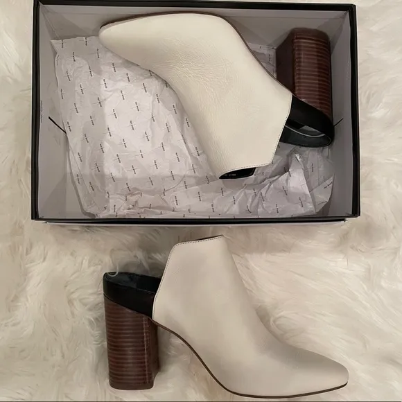 NWT 9 DOLCE VITA Renly ivory white mule slip on leather block heel 4.5” in box