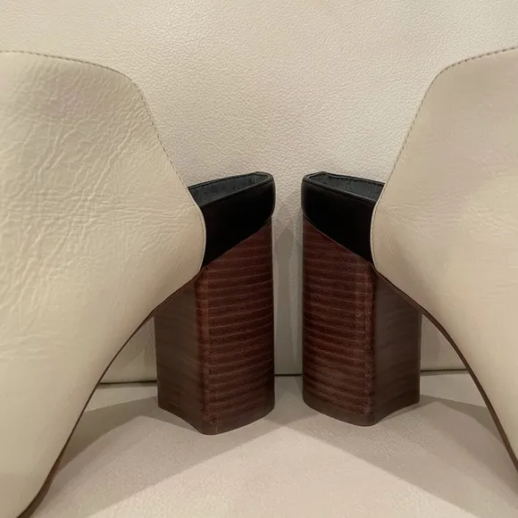 NWT 9 DOLCE VITA Renly ivory white mule slip on leather block heel 4.5” in box