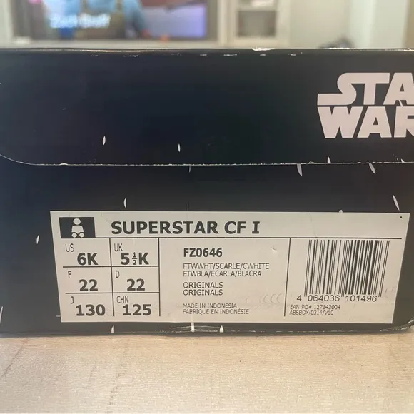 NWT Adidas Superstar CF I Star Wars Darth Vader Yoda Sneakers FZ0646 Kids US 6K