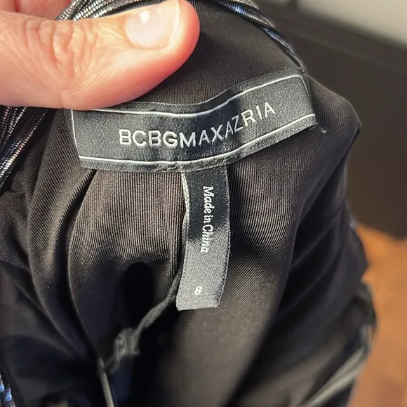 NWT BCBGMAXAZRIA Women's High Waisted Bodycon Mini Skirt Pleated Foiled Ruched