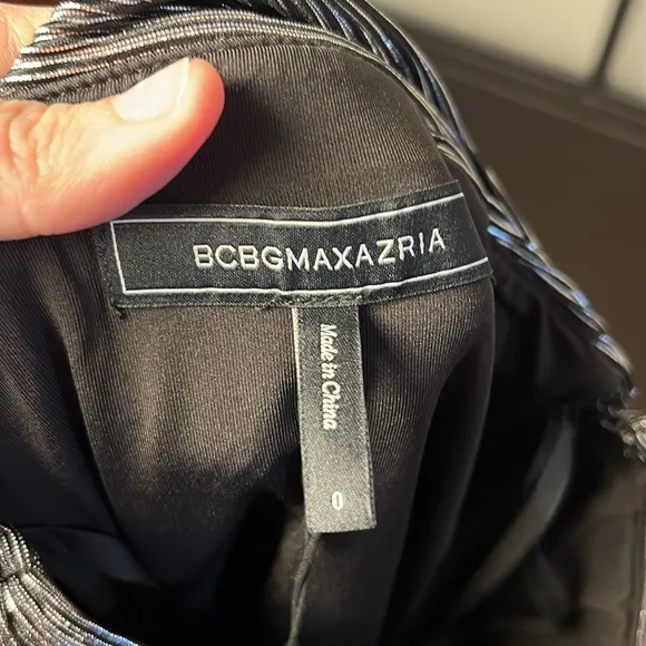 NWT BCBGMAXAZRIA Women's High Waisted Bodycon Mini Skirt Pleated Foiled Ruched