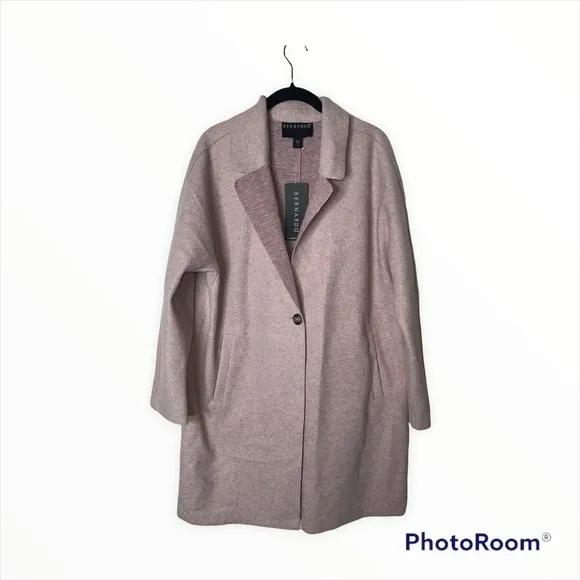 NWT BERNARDO Pink Sweater Coat Pea Coat Size Large