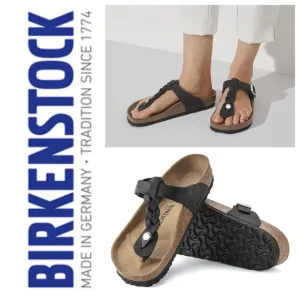 NWT Birkenstock Gizeh Braided Oiled Leather Sandal in Black