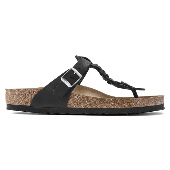 NWT Birkenstock Gizeh Braided Oiled Leather Sandal in Black