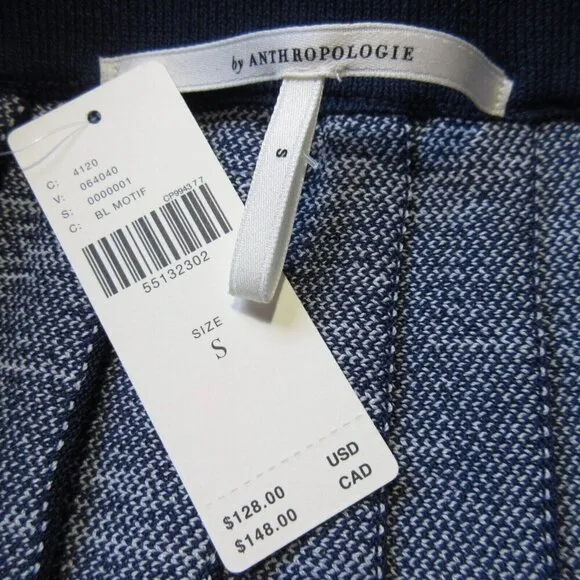 NWT by Anthropologie Haven Pleated Knit Midi in Blue White Sweater Skirt S