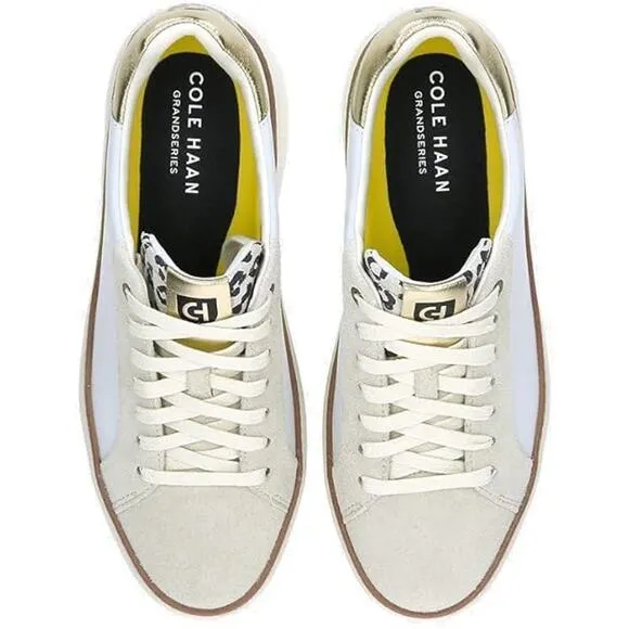 NWT Cole Haan Women's GrandPrø Topspin Sneaker ,White/Leo Print-Size 5.5