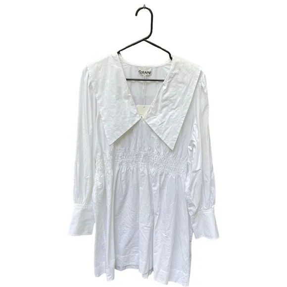 NWT GANNI Poplin Collar Dress