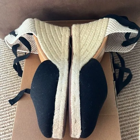 NWT JCREW | ankle wrap espadrilles wedges black 7.5