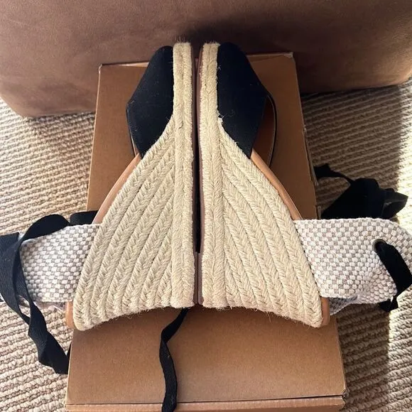 NWT JCREW | ankle wrap espadrilles wedges black 7.5