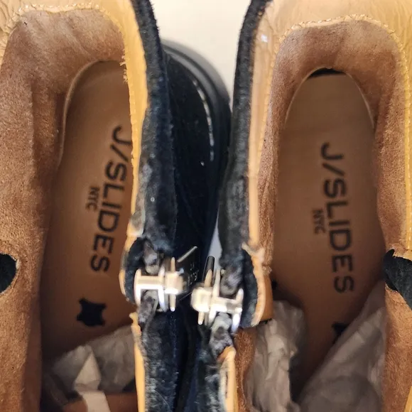 NWT || J/SLIDES || Texas black suede boots, booties, platform, leather, size 6.5