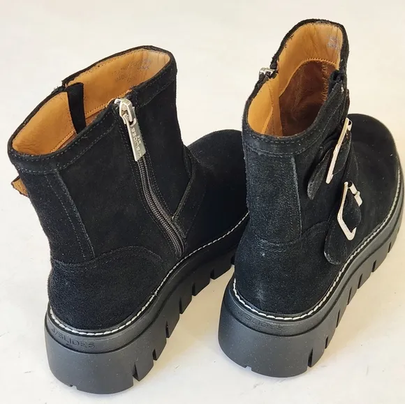 NWT || J/SLIDES || Texas black suede boots, booties, platform, leather, size 6.5