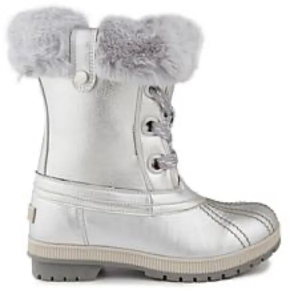 NWT LONDON FOG Milly Cold Weather Snow Boot Silver 7