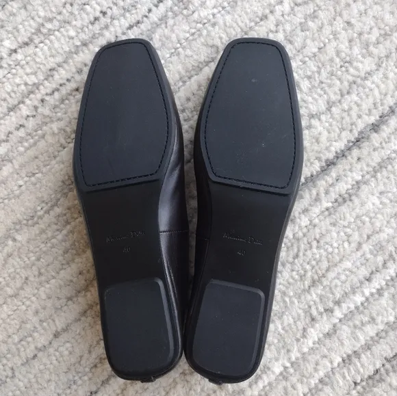 NWT Massimo Dutti Dark Brown Gathered Leather Ballet Flats EU 40 US Size 9